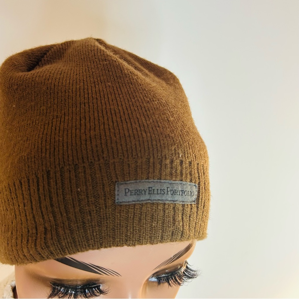 Perry Ellis Portfolio Brown Beanie unisexe